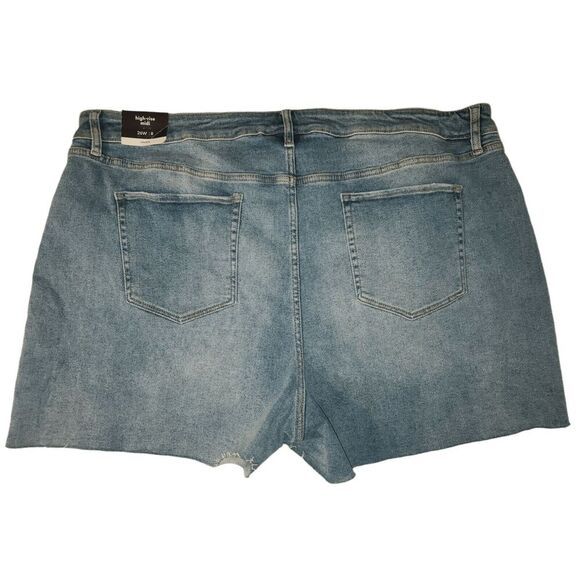 Ava & Viv Stretch High Rise Midi Distressed Raw Hem Jean Shorts Size 26. - Picture 2 of 8